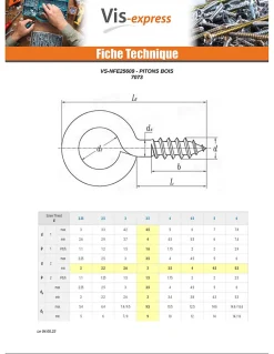 Piton Bois Laiton 2.2X10 - 200 pièces^Vis Express Outlet