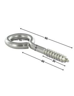 Piton Bois 5X60 Filetée sur 30 Longueur total 86 Oeil 16 Inox A2 - 1 pièce-Vis Express Sale