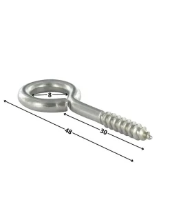 Piton Bois 4X30 Longueur total 48 Oeil 8 Inox A2 - 100 pièces-Vis Express Outlet