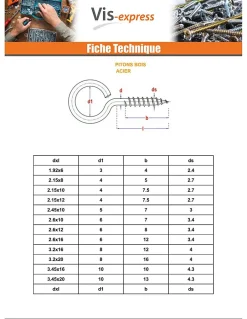 Piton Bois 3.5X20 Oeil 10 Acier zingué - 30 pièces-Vis Express Outlet