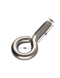 Piton Métaux M6X60 Oeil 10 Inox A2 - 10 pièces-Vis Express Discount