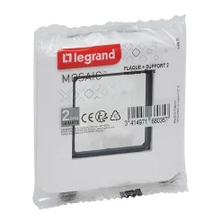 Plaque de finition 2 modules Mosaïc 0 994 72 coloris blanc l.82 x P.9 x H.82 mm^Legrand Clearance