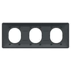 Plaque de finition 3 postes Ovalis S340706E coloris anthracite avec liseré laiton l.229 x P.10 x H.87 mm-Schneider Electric Hot