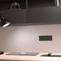 Plaque de finition 3 postes Ovalis S340706E coloris anthracite avec liseré laiton l.229 x P.10 x H.87 mm-Schneider Electric Hot