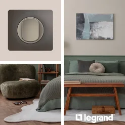 Plaque de finition 1 poste Céliane CP1021 coloris gris cendré l.90 x P.9 x H.82 mm^Legrand Sale