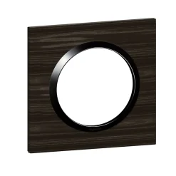 Plaque de finition 1 poste Dooxie 6 008 81 coloris bois ébène avec bague noire brillante l.87 x P.10 x H.87 mm-Legrand Best