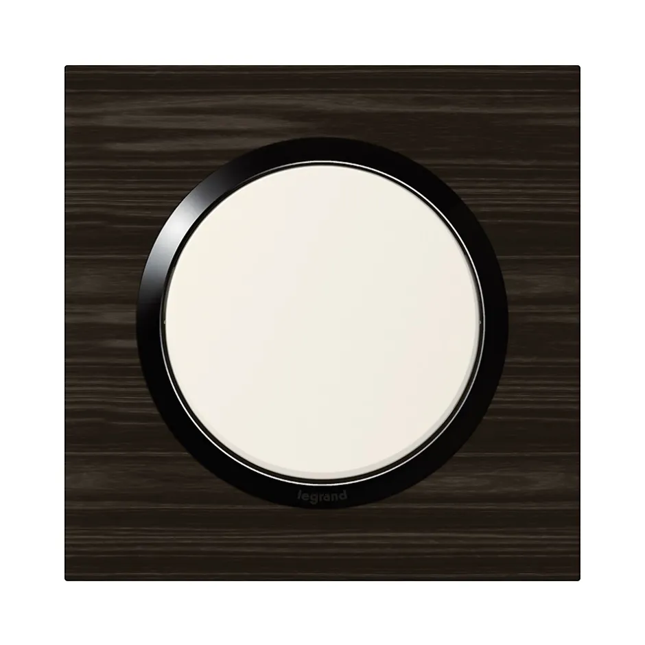 Plaque de finition 1 poste Dooxie 6 008 81 coloris bois ébène avec bague noire brillante l.87 x P.10 x H.87 mm-Legrand Best