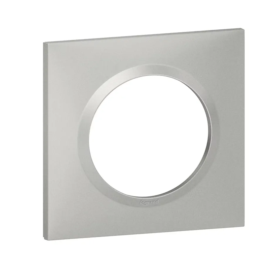 Plaque de finition 1 poste Dooxie 6 008 51 coloris aluminium l.87 x P.10 x H.87 mm-Legrand
