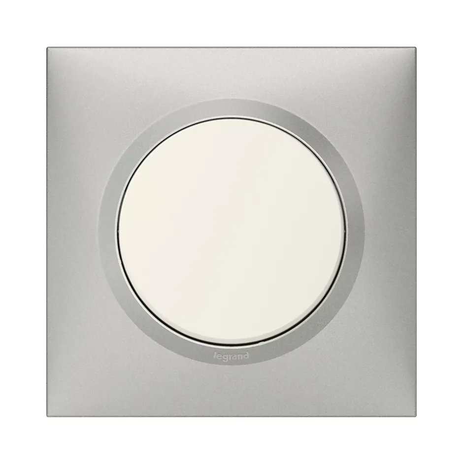 Plaque de finition 1 poste Dooxie 6 008 51 coloris aluminium l.87 x P.10 x H.87 mm-Legrand