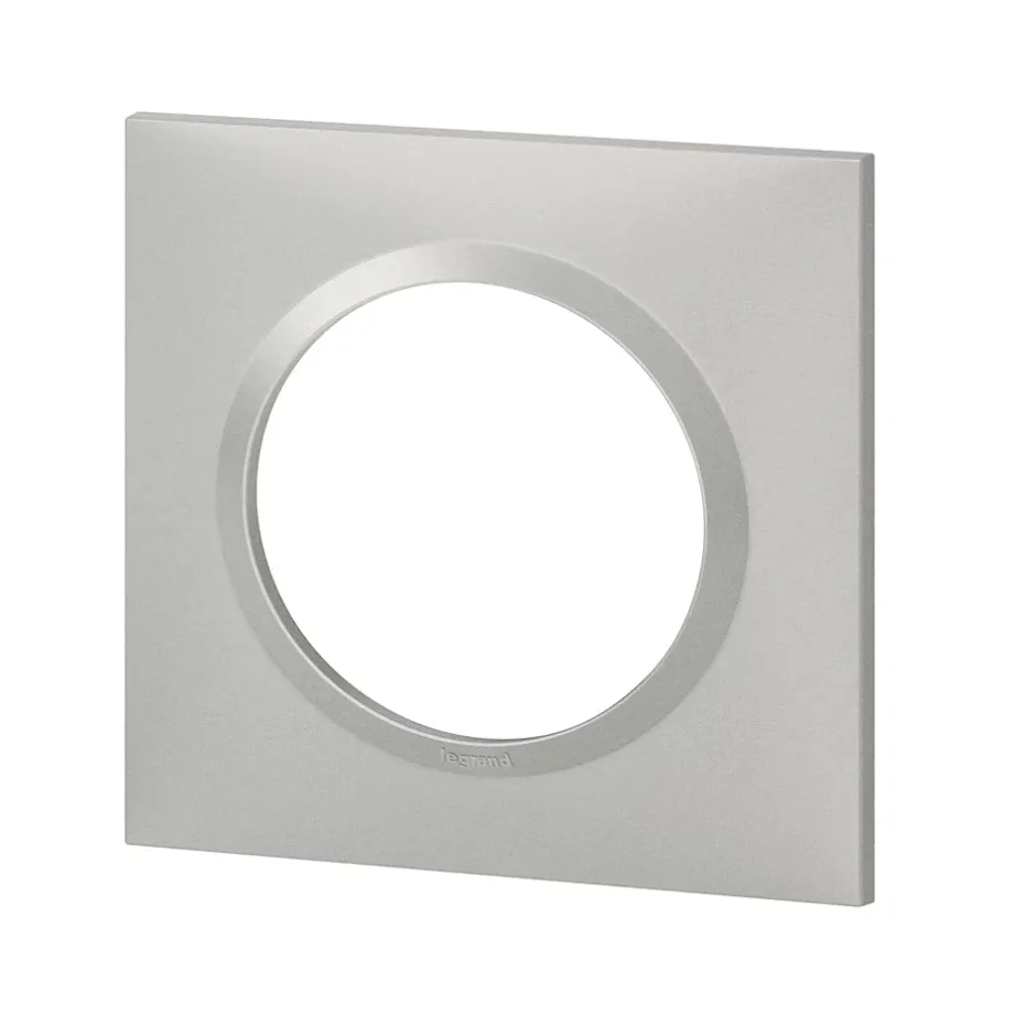 Plaque de finition 1 poste Dooxie 6 008 51 coloris aluminium l.87 x P.10 x H.87 mm-Legrand
