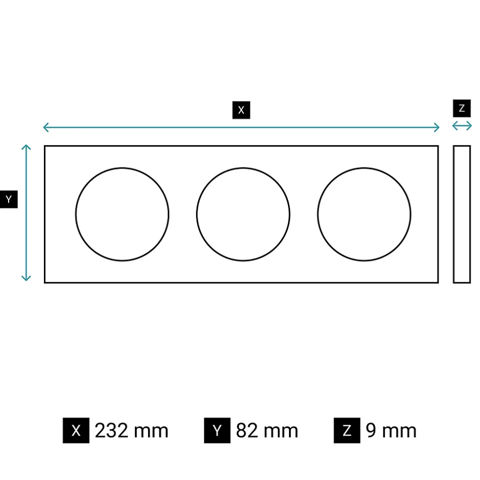 Plaque de finition 3 postes Céliane CP0023 coloris blanc émaillé l.232 x P.9 x H.82 mm-Legrand