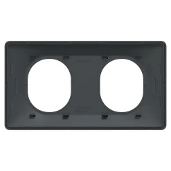Plaque de finition 2 postes Ovalis S340704E coloris anthracite avec liseré laiton l.158 x P.10 x H.87 mm-Schneider Electric Discount