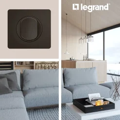 Plaque de finition 1 poste Céliane CP0121 coloris noir mat l.90 x P.9 x H.82 mm^Legrand Outlet