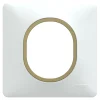 Plaque de finition 1 poste Ovalis S320702D coloris blanc avec liseré laiton l.87 x P.10 x H.87 mm-Schneider Electric Hot