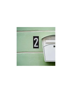 Plaque de signalisation 2, marquage blanc sur fond noir, panneau ABS à visser, 56x120mm -^Thirard