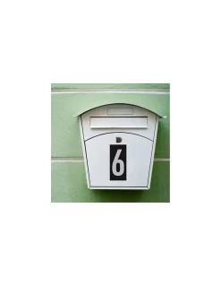 Plaque de signalisation 6, marquage blanc sur fond noir, panneau ABS à visser, 56x120mm -^Thirard