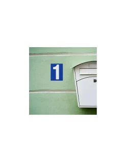 Plaque de signalisation 1, marquage blanc sur fond bleu, panneau PVC adhésif, 65x90mm --Thirard Outlet