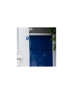 Plaque de signalisation 1, marquage blanc sur fond bleu, panneau PVC adhésif, 65x90mm --Thirard Outlet