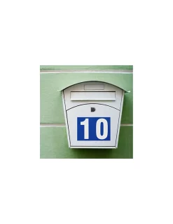 Plaque de signalisation 0, marquage blanc sur fond bleu, panneau PVC adhésif, 65x90mm -^Thirard Discount