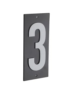 Plaque de signalisation 3, marquage blanc sur fond noir, panneau ABS à visser, 56x120mm --Thirard