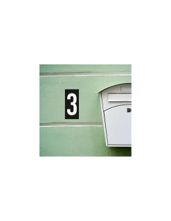 Plaque de signalisation 3, marquage blanc sur fond noir, panneau ABS à visser, 56x120mm --Thirard