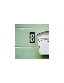 Plaque de signalisation 8, marquage blanc sur fond noir, panneau ABS à visser, 56x120mm -^Thirard Sale