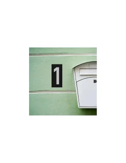 Plaque de signalisation 1, marquage blanc sur fond noir, panneau ABS à visser, 56x120mm -^Thirard