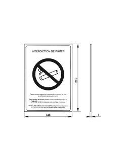 Plaque de signalisation Défense de fumer, polystyrène rigide à visser, 148x120mm -^Thirard Sale