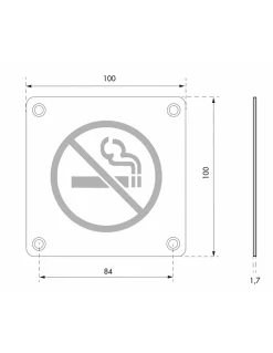 Plaque de signalisation Non Fumeur , à visser, inox brossé, marquage noir, 100x100mm -^Thirard Online