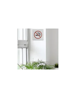 Plaque de signalisation Non Fumeur , à visser, inox brossé, marquage noir, 100x100mm -^Thirard Online