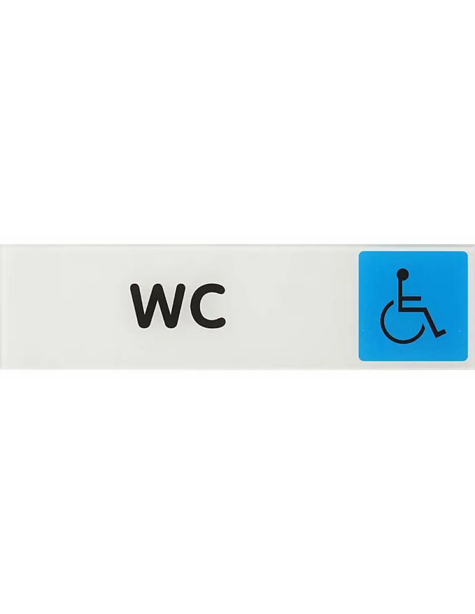Plaque de signalisation WC, plexiglass adhésif, 170x45mm --Thirard Hot