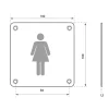 Plaque de signalisation WC Femme , à visser, inox brossé, marquage noir, 100x100mm -^Thirard Best