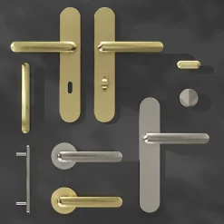 Poignée de meuble arrondi Garlan aluminium effet laiton satin doré l.136mm x l.15mm x H. 27mm entraxe 96mm^GoodHome Best