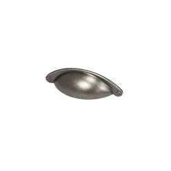 Poignée de meuble demi-ronde Rohan effet étain satin gris l.104mm x l.30mm x H. 26mm entraxe 64mm^ Sale
