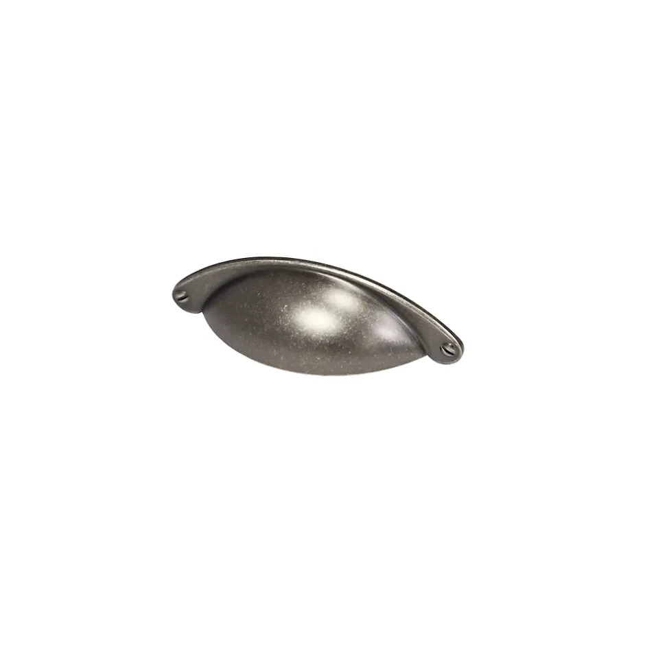 Poignée de meuble demi-ronde Rohan effet étain satin gris l.104mm x l.30mm x H. 26mm entraxe 64mm^ Sale