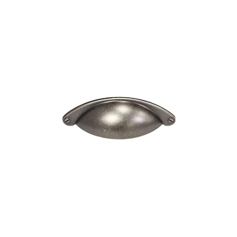 Poignée de meuble demi-ronde Rohan effet étain satin gris l.104mm x l.30mm x H. 26mm entraxe 64mm^ Sale
