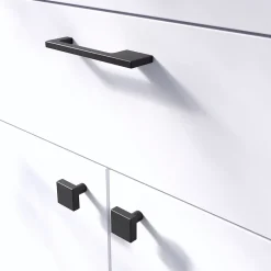 Poignée de meuble Droit Skej aluminium mat noir l.126mm x l.7mm x H. 30mm entraxe 96mm^GoodHome Clearance