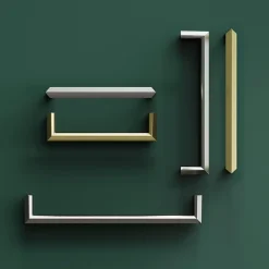 Poignée de meuble Droit Keri effet laiton satin doré l.138mm x l.11mm x H. 27mm entraxe 128mm^GoodHome