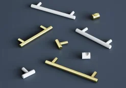 Poignée de meuble en T Dizel acier effet laiton satin doré l.136mm x l.12mm x H. 35mm entraxe 96mm^GoodHome