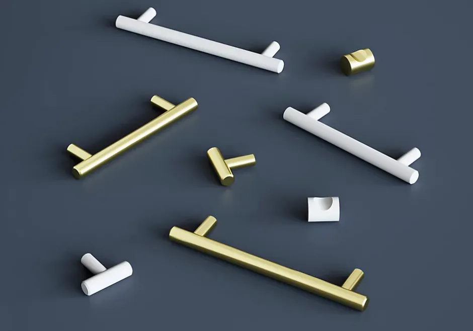 Poignée de meuble en T Dizel acier effet laiton satin doré l.136mm x l.12mm x H. 35mm entraxe 96mm^GoodHome