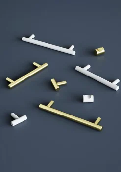 Poignée de meuble en T Dizel acier effet laiton satin doré l.168mm x l.12mm x H. 35mm entraxe 128mm-GoodHome Online