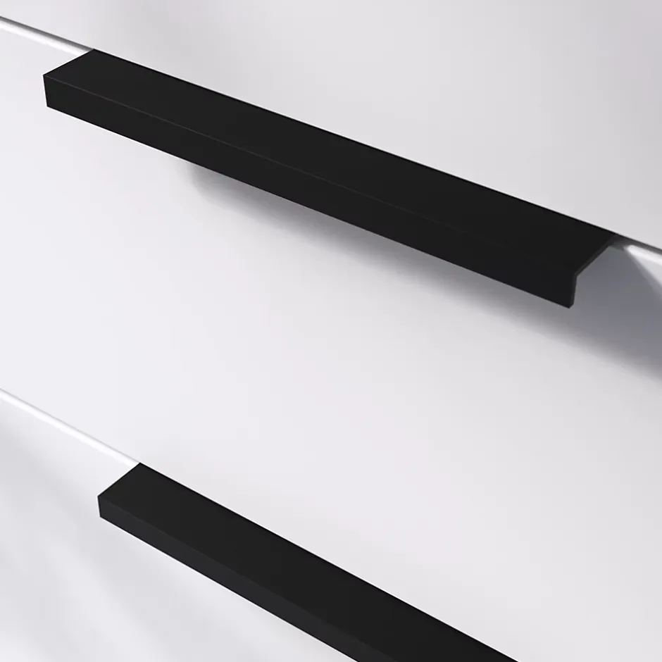 Poignée de meuble Incurvé Skej aluminium mat noir l.152mm x l.19mm x H. 35mm entraxe 128mm-GoodHome Best