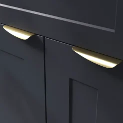 Poignée de meuble Incurvé Mehaban effet laiton satin doré l.120mm x l.44mm x H. 13mm entraxe 96mm-GoodHome Sale