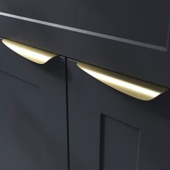 Poignée de meuble Incurvé Mehaban effet laiton satin doré l.170mm x l.44mm x H. 18mm entraxe 128mm^GoodHome Online