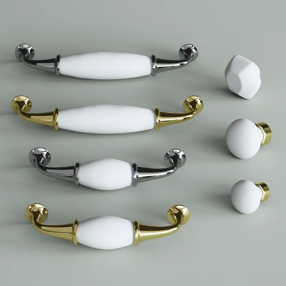 Poignée de meuble nœud Porcelaine Vras chrome brillant l.14.2cm x h.2cm x p.3.7cm^GoodHome New