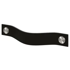 Poignée de meuble nœud Hezo cuir et métal satin noir l.153mm x H. 24mm entraxe 128mm^GoodHome Online