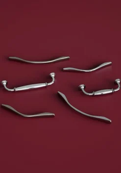 Poignée de meuble nœud Ruis effet nickel satin gris l.169mm x l.10mm x H. 25mm entraxe 128mm-GoodHome Online