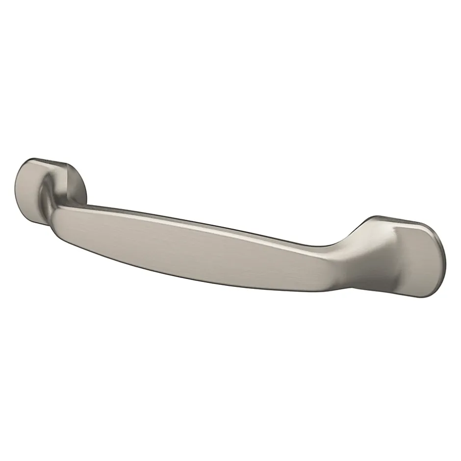 Poignée de meuble nœud Govlin aluminium effet nickel satin gris l.131mm x l.19mm x H. 24mm entraxe 96mm-GoodHome