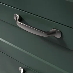 Poignée de meuble nœud Govlin aluminium effet nickel satin gris l.131mm x l.19mm x H. 24mm entraxe 96mm-GoodHome