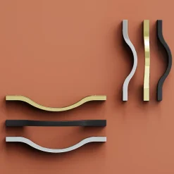 Poignée de meuble nœud Prat aluminium effet chromé gris l.130mm x l.10mm x H. 24mm entraxe 96mm^GoodHome